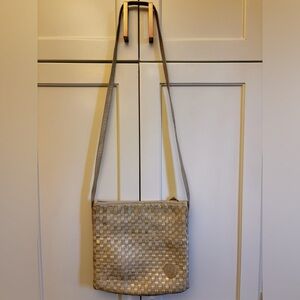 Vintage Carlos Falchi Pearlized Gold Basketweave Crossbody Purse